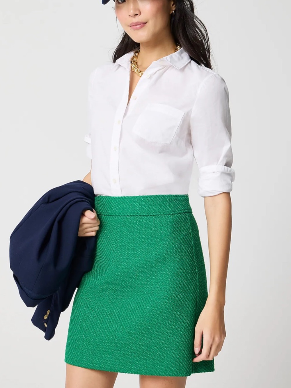 J.Crew Factory Green Tweed A-Line Mini Skirt Size 6